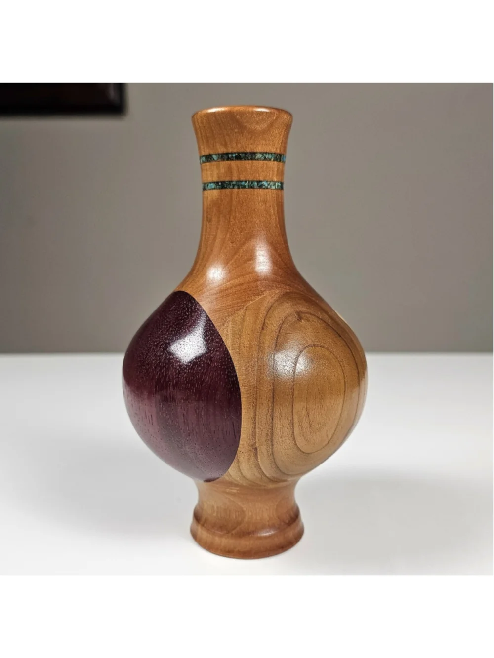 Hand Turned Segmented Wood Vase 6.5